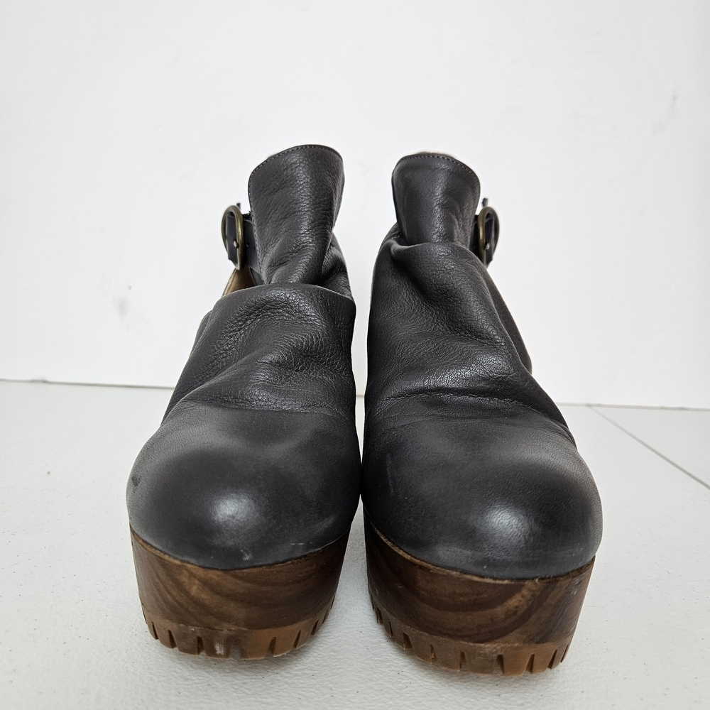 Free People Suri Clog Leather With Chunky Wooden Platform Made In Spain 37 - Picture 4 of 12